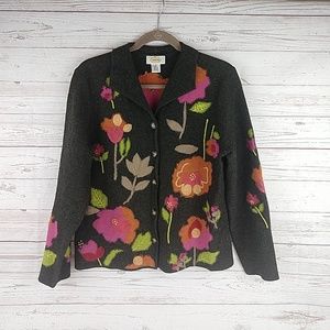 (sold)Talbots lambswool floral cardigan M